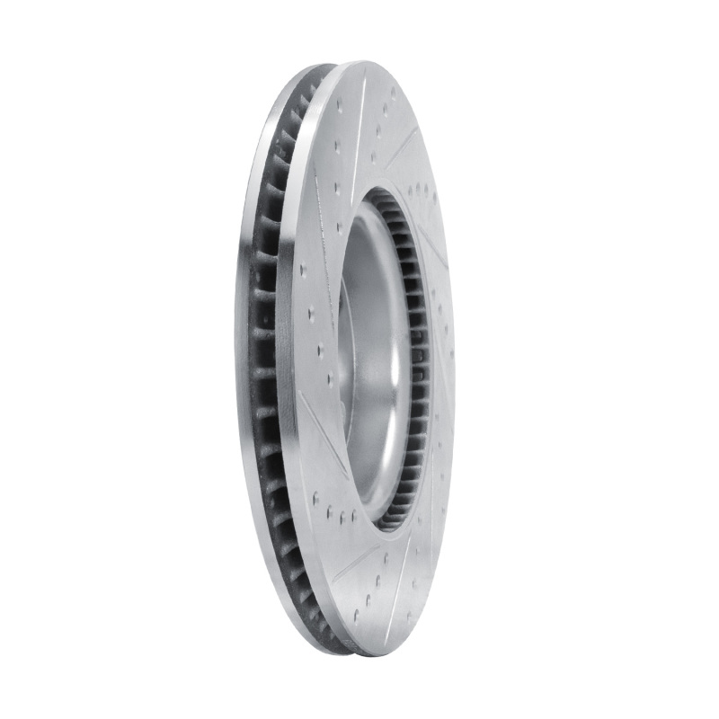 Ford Bronco Sport Brake Rotor (1) - Front Left - R1 Concepts - Drilled & Slotted - Silver - `20-`25